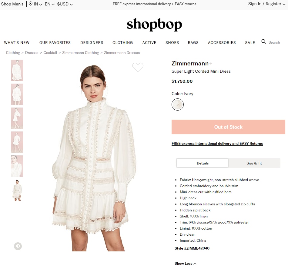 Priyanka Chopra's dress is worth  ₹1.3 lakh (shopbop.com)