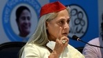 SP MP Jaya Bachchan at a press meet in support of Trinamool Congress, in Kolkata, Monday, April 5, 2021.(PTI) SP MP Jaya Bachchan at a press meet in support of Trinamool Congress, in Kolkata, Monday, April 5, 2021.(PTI)