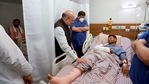 Home Minister Amit Shah vists those injured budring an attack by Maoists in Chhattisgarh, in Raipur. (PTI) Home Minister Amit Shah vists those injured budring an attack by Maoists in Chhattisgarh, in Raipur. (PTI)