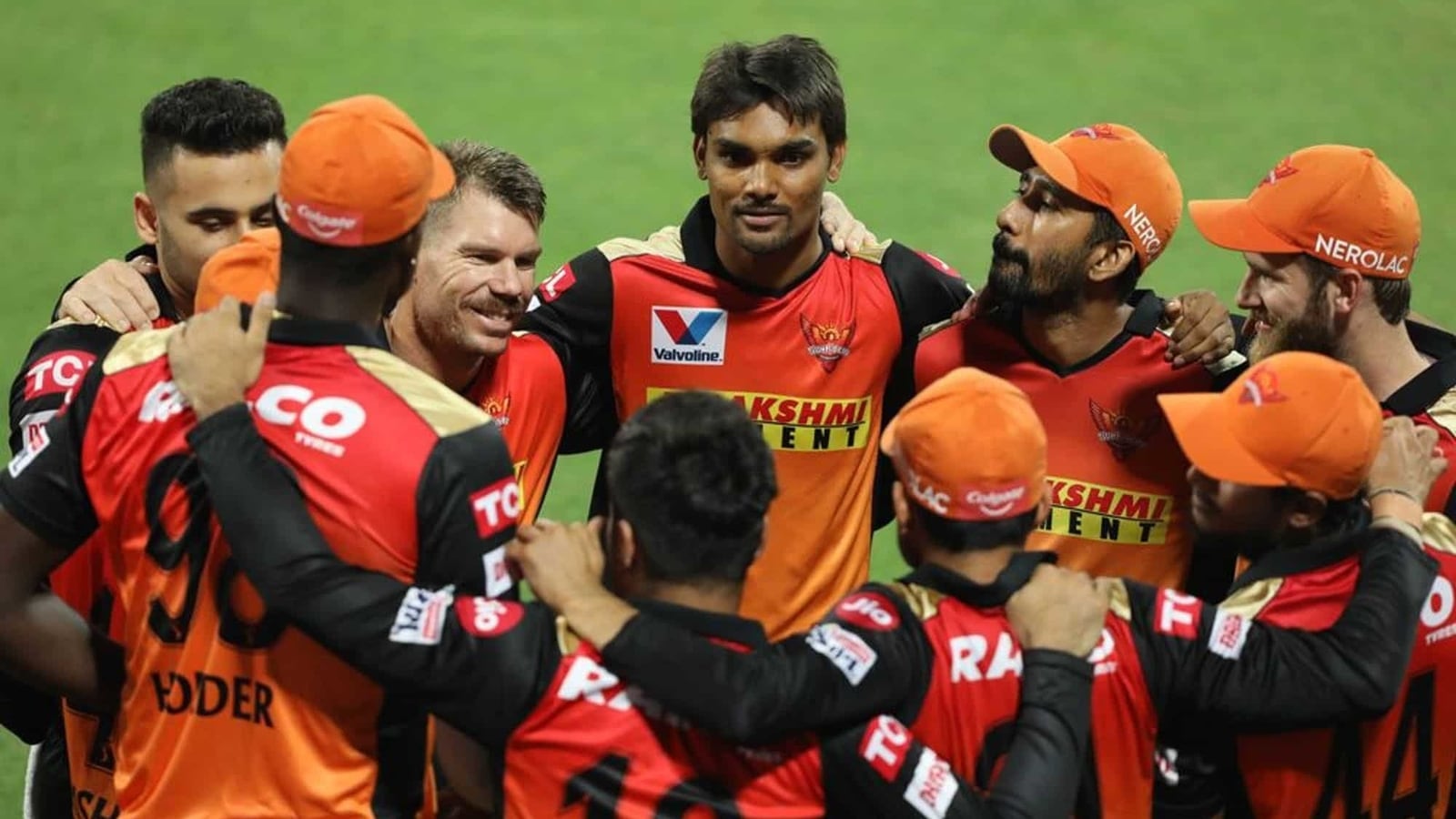 David Warner cheers for the Sunrisers Hyderabad in the Indian Premier League