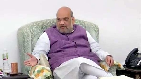 Union home minister Amit Shah chaired a top-level meeting with senior officers on the Bijapur encounter at his residence in New Delhi. (ANI Photo)