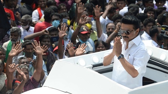 Dravida Munnetra Kazhagam (DMK) is looking to oust the ruling AIADMK from power in Tamil Nadu. Seen here, DMK president MK Stalin during an election campaign rally in Chennai.(AFP Photo) Dravida Munnetra Kazhagam (DMK) is looking to oust the ruling AIADMK from power in Tamil Nadu. Seen here, DMK president MK Stalin during an election campaign rally in Chennai.(AFP Photo)