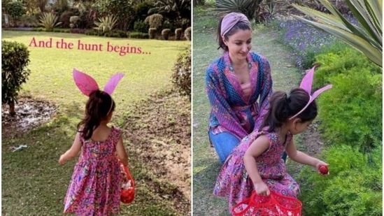 Inaaya Naumi with mom Soha Ali Khan on Easter.