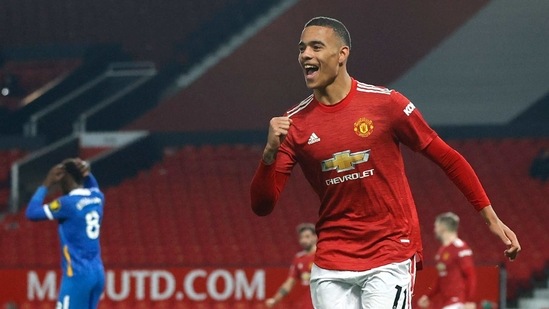 Manchester United's Mason Greenwood celebrates.(AP) Manchester United's Mason Greenwood celebrates.(AP)