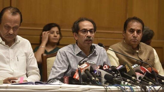 CM Uddhav Thackeray, Ajit Pawar and Anil Deshmukh along with other political party leader in Mumbai. (HT photo) CM Uddhav Thackeray, Ajit Pawar and Anil Deshmukh along with other political party leader in Mumbai. (HT photo)