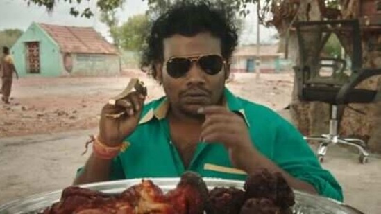 Yogi Babu in a still from Mandela. 