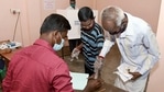 A voter registering name to cast his vote, at a polling booth, during the Puducherry Assembly Election, in Puducherry. (ANI) A voter registering name to cast his vote, at a polling booth, during the Puducherry Assembly Election, in Puducherry. (ANI)