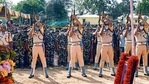 Security personnel pay tribute to a CRPF jawan during his funeral ceremony at Dharmanagar, Tripura, on Tuesday. (PTI Photo) Security personnel pay tribute to a CRPF jawan during his funeral ceremony at Dharmanagar, Tripura, on Tuesday. (PTI Photo)