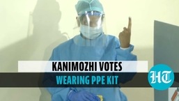 Kanimozhi votes wearing PPE kit
