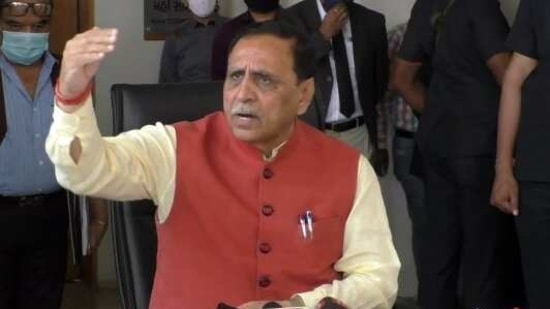 Chief Minister Vijay Rupani address a press meet on the surge of COVID-19 cases, in Gandhinagar on Thursday. (ANI Photo) Chief Minister Vijay Rupani address a press meet on the surge of COVID-19 cases, in Gandhinagar on Thursday. (ANI Photo)