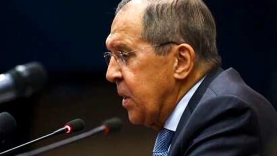 Lavrov travelled to Pakistan from India hours after his talks with external affairs minister S Jaishankar.(via AP) Lavrov travelled to Pakistan from India hours after his talks with external affairs minister S Jaishankar.(via AP)
