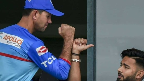 Rishabh Pant with Delhi Capitals coach Ricky Ponting.(File/PTI)