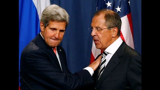 US special presidential envoy John Kerry (left) and Russian foreign minister Sergey Lavrov. (REUTERS File)