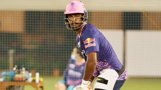 Sanju Samson batting in the RR nets ahead of IPL 2021