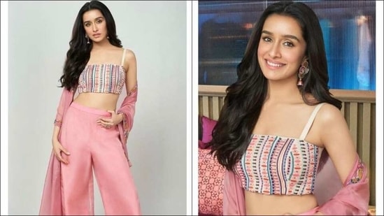 Shraddha Kapoor looks fresh as a flower in beaded crop top, blush pink cape  set