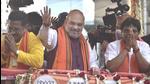Union home minister Amit Shah during a roadshow in support of BJP candidates ahead of the third phase of West Bengal Assembly polls, at Baruipur Paschim on April 2. (File photo)