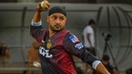 Harbhajan Singh during one of KKR's practice sessions(KKR/Twitter) Harbhajan Singh during one of KKR's practice sessions(KKR/Twitter)