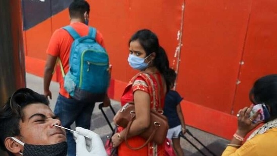 Delhi’s fourth wave has seen infections rise sharply, with the number of cases increasing from less than 1,000 to over 5,000 within 16 days, showed Delhi government data. (Reuters Photo)