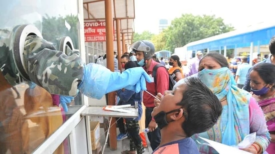 File photo: A long queue of people for Covid-19 test. (Deepak Gupta/Hindustan Times) File photo: A long queue of people for Covid-19 test. (Deepak Gupta/Hindustan Times)