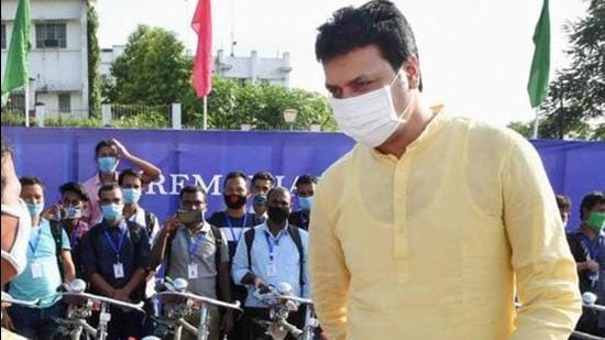 Tripura CM Biplab Kumar Deb is self-isolating after testing Covid-19 positive. (PTI Photo) Tripura CM Biplab Kumar Deb is self-isolating after testing Covid-19 positive. (PTI Photo)