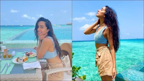 Shraddha Kapoor sets Maldives on fire in blue Zara bralette, Stradivarius  shorts