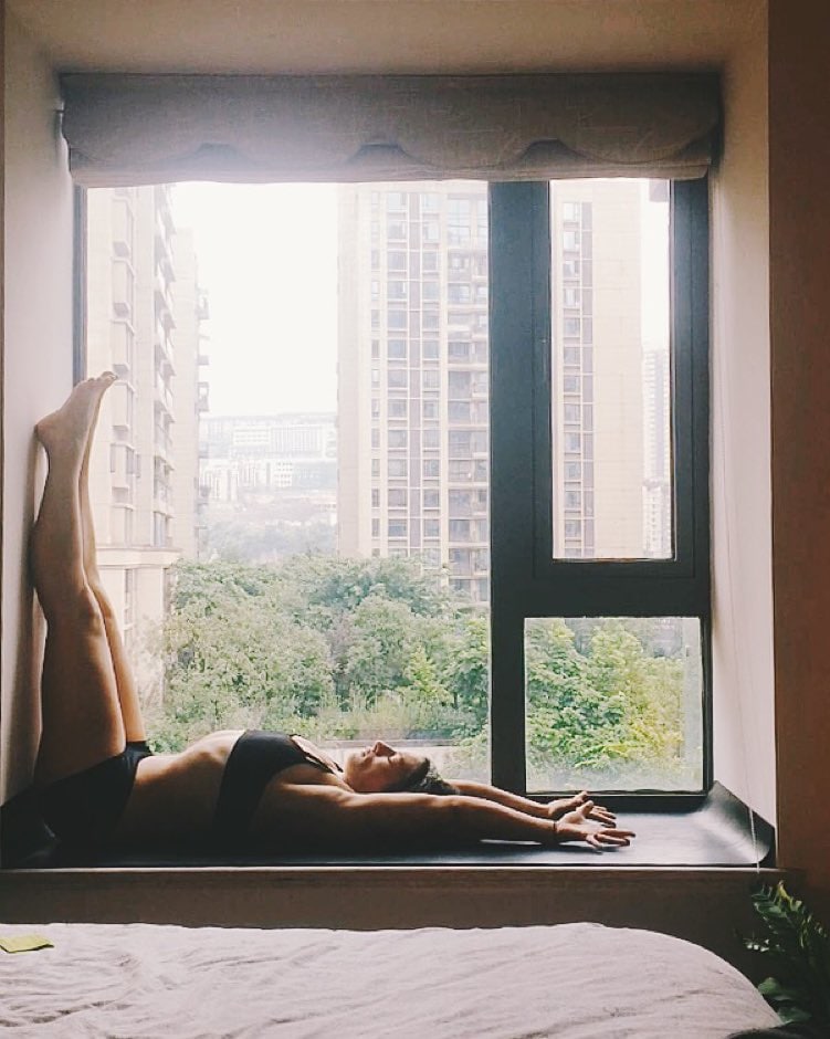Viparita Karni or legs-up-the-wall pose of Yoga(Instagram/drivenbydani)