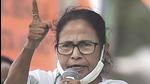 West Bengal chief minister Mamata Banerjee addresses an election rally in support of party candidates Ratna Chatterjee and Partha Chatterjee, ahead of the 4th phase of assembly polls in Kolkata on Thursday. (PTI PHOTO.)