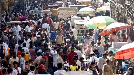 People throng as they flouting norms of social distancing at Sadar Bazar amid the spread of the COVID-19 disease, in New Delhi on Thursday. (ANI) People throng as they flouting norms of social distancing at Sadar Bazar amid the spread of the COVID-19 disease, in New Delhi on Thursday. (ANI)