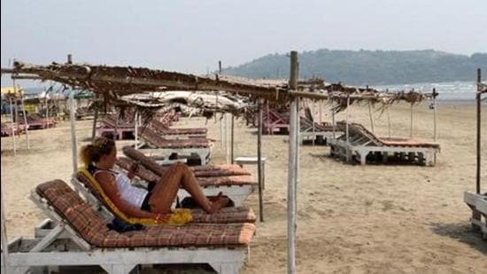 Empty beds at sea side shacks at a beach in Goa. (Hindustan Times/File Photo)