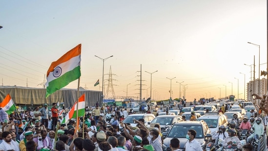 Farmers protest at Ghazipur border (PTI) Farmers protest at Ghazipur border (PTI)