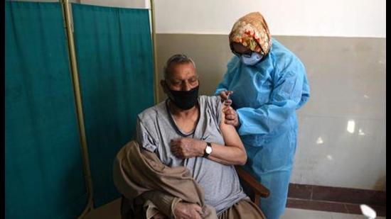 A man receives a shot of Covid-19 vaccine in Srinagar on April 1. (HT file photo) A man receives a shot of Covid-19 vaccine in Srinagar on April 1. (HT file photo)