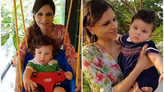 Saba Ali Khan poses with Taimur and Inaaya.