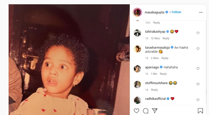 Masaba gave her fans a sneak peek of her childhood.