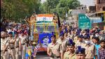 Funeral procession of CRPF jawan Rajkumar Yadav, who died in a gun battle with Maoist rebels in Chhattisgarh, in Ayodhya Tuesday. (PTI) Funeral procession of CRPF jawan Rajkumar Yadav, who died in a gun battle with Maoist rebels in Chhattisgarh, in Ayodhya Tuesday. (PTI)
