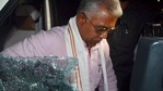 West Bengal BJP President Dilip Ghosh near his damaged vehicle after he was allegedly attacked following an election meeting, in the Sitalkuchi area of Cooch Behar on April 7, 2021. (PTI)