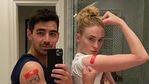 Sophie Turner and Joe Jonas after their shots. Sophie Turner and Joe Jonas after their shots.