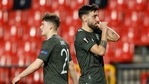 Bruno Fernandes, right, celebrates after scoring his side's second goal from the penalty spot during the Europa League, quarterfinal, first leg soccer match between Granada and Manchester United at the Los Carmenes stadium.(AP) Bruno Fernandes, right, celebrates after scoring his side's second goal from the penalty spot during the Europa League, quarterfinal, first leg soccer match between Granada and Manchester United at the Los Carmenes stadium.(AP)
