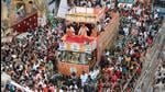 Union home minister Amit Shah during a road show in support of BJP candidates Babul Supriyo, Payel Sarkar and Sravanti Chatterjee for the assembly polls, in Kolkata, Wednesday. (PTI)