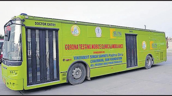 Around  ₹20 lakh was spent in converting a city bus into the mobile clinic and now it’s lying unused. (Gurpreet Singh/HT)