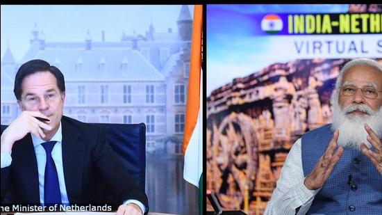 The two sides also agreed to upgrade their joint working group on water to the ministerial level and to launch a “strategic partnership in water” during a virtual summit between Prime Minister Narendra Modi and his Dutch counterpart Mark Rutte. (TWITTER/@MEAIndia.)