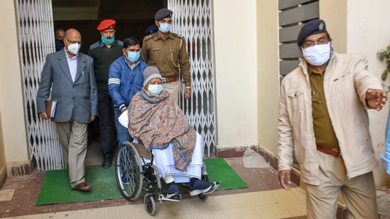 Rashtriya Janata Dal (RJD) Chief Lalu Prasad Yadav goes for a test at Rajendra Institute of Medical Sciences (RIMS) hospital, in Ranchi in this file photo from Jan 2021. (PTI Photo)