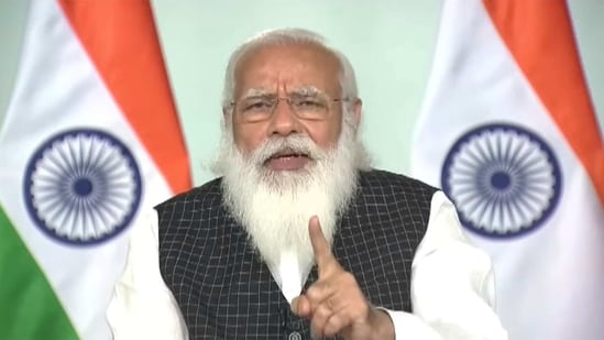 **EDS: SCREENSHOT FROM A LIVE VIDEO STREAM** New Delhi: Prime Minister Narendra Modi holds a meeting with chief ministers of all states over the rising cases and current status of Covid-19, New Delhi, Thursday, April 8, 2021. (PTI Photo) (PTI04_08_2021_000204B)(PTI)