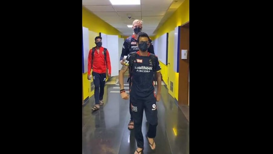 The image shows Yuzvendra Chahal and Kyle Jamieson imitating the iconic slow walk of wrestler Undertaker.(Instagram/@yuzi_chahal23)