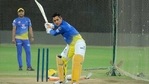 MS Dhoni during practice.(Twitter) MS Dhoni during practice.(Twitter)