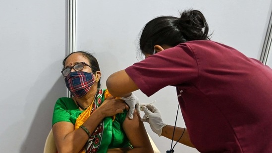 Until Saturday night, 101.3 million shots had been administered across the country to 88.6 million people, according to data released by the Union health ministry. (AFP) Until Saturday night, 101.3 million shots had been administered across the country to 88.6 million people, according to data released by the Union health ministry. (AFP)