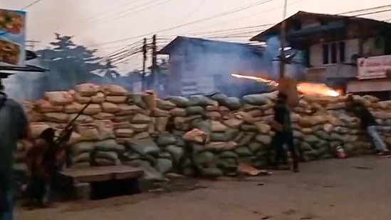 The attack on Bago was the third in the past week involving the massive use of force to try to crush the persistent opposition to the ruling junta. (HANTARWADI MEDIA via AFP) The attack on Bago was the third in the past week involving the massive use of force to try to crush the persistent opposition to the ruling junta. (HANTARWADI MEDIA via AFP)