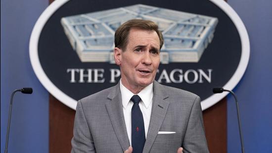 John Kirby speaks during a media briefing at the Pentagon in Washington. (AP) John Kirby speaks during a media briefing at the Pentagon in Washington. (AP)