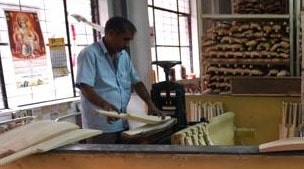 Each bat is shaped from a single block or cleft of English willow wood. Before it is honed though, the bat is compressed to make it harder, denser and more powerful. On average, 1 cm of wood is compacted to 2 mm. (HT Archive) Each bat is shaped from a single block or cleft of English willow wood. Before it is honed though, the bat is compressed to make it harder, denser and more powerful. On average, 1 cm of wood is compacted to 2 mm. (HT Archive)