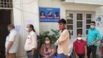 People queue during a Covid-19 vaccination drive, at CGHS Wellness Centre, at South Avenue, in New Delhi, India, on Saturday, April 10, 2021. (Photo by Arvind Yadav/ Hindustan Times) People queue during a Covid-19 vaccination drive, at CGHS Wellness Centre, at South Avenue, in New Delhi, India, on Saturday, April 10, 2021. (Photo by Arvind Yadav/ Hindustan Times)