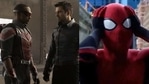 (L) Anthony Mackie and Sebastian Stan from The Falcon and The Winter Soldier, (R) Tom Holland from Spider-Man: Far From Home. (L) Anthony Mackie and Sebastian Stan from The Falcon and The Winter Soldier, (R) Tom Holland from Spider-Man: Far From Home.